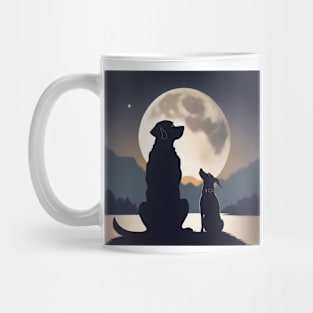 two dogs and one moon Mug